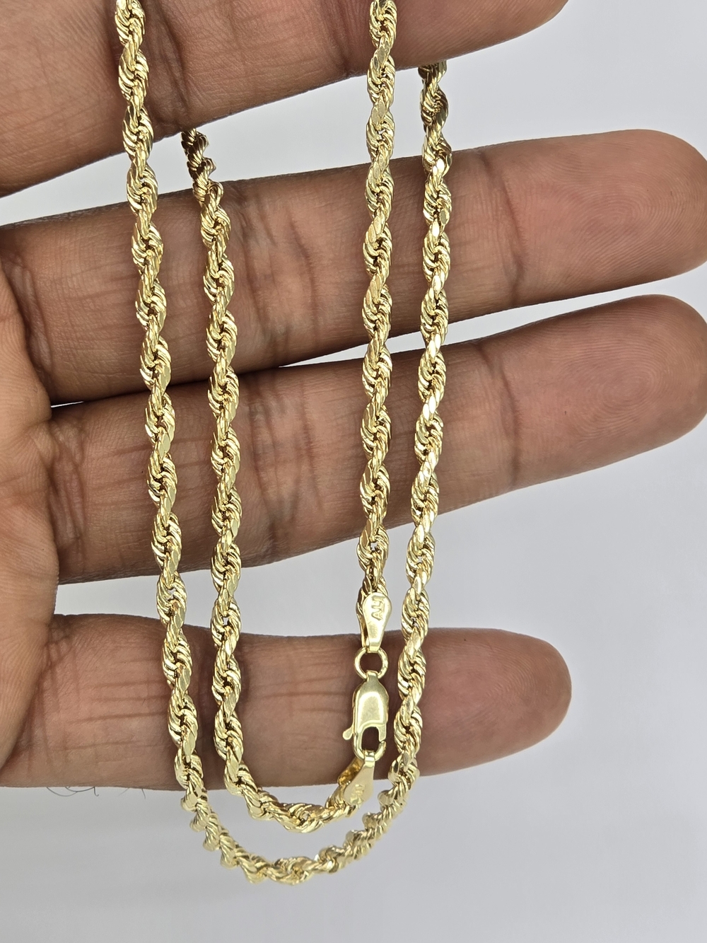 10k Real Gold Rope Chain 3.3mm 20 Inches - Picture 5 of 9